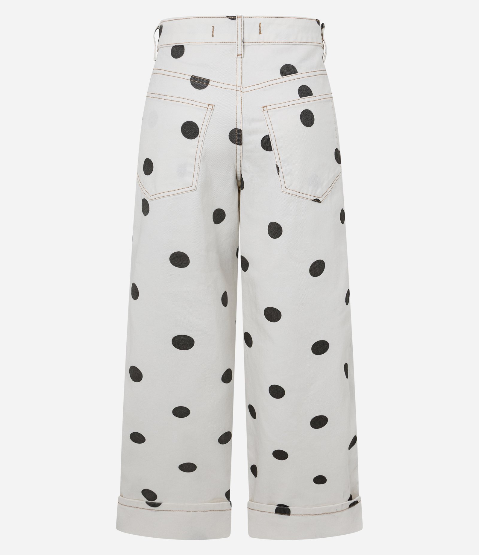 Calça Loose Cintura Baixa em Sarja em Estampa Poá Branco 5