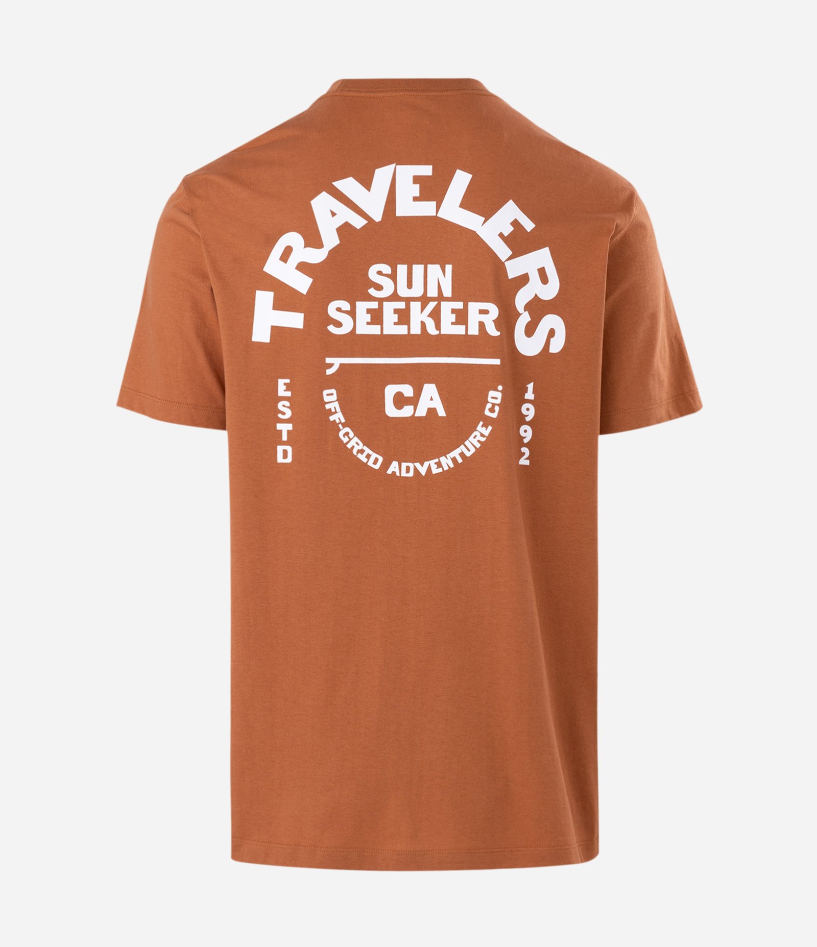 Camiseta Comfort em Algodão com Estampa de Letras Travelers Laranja 6