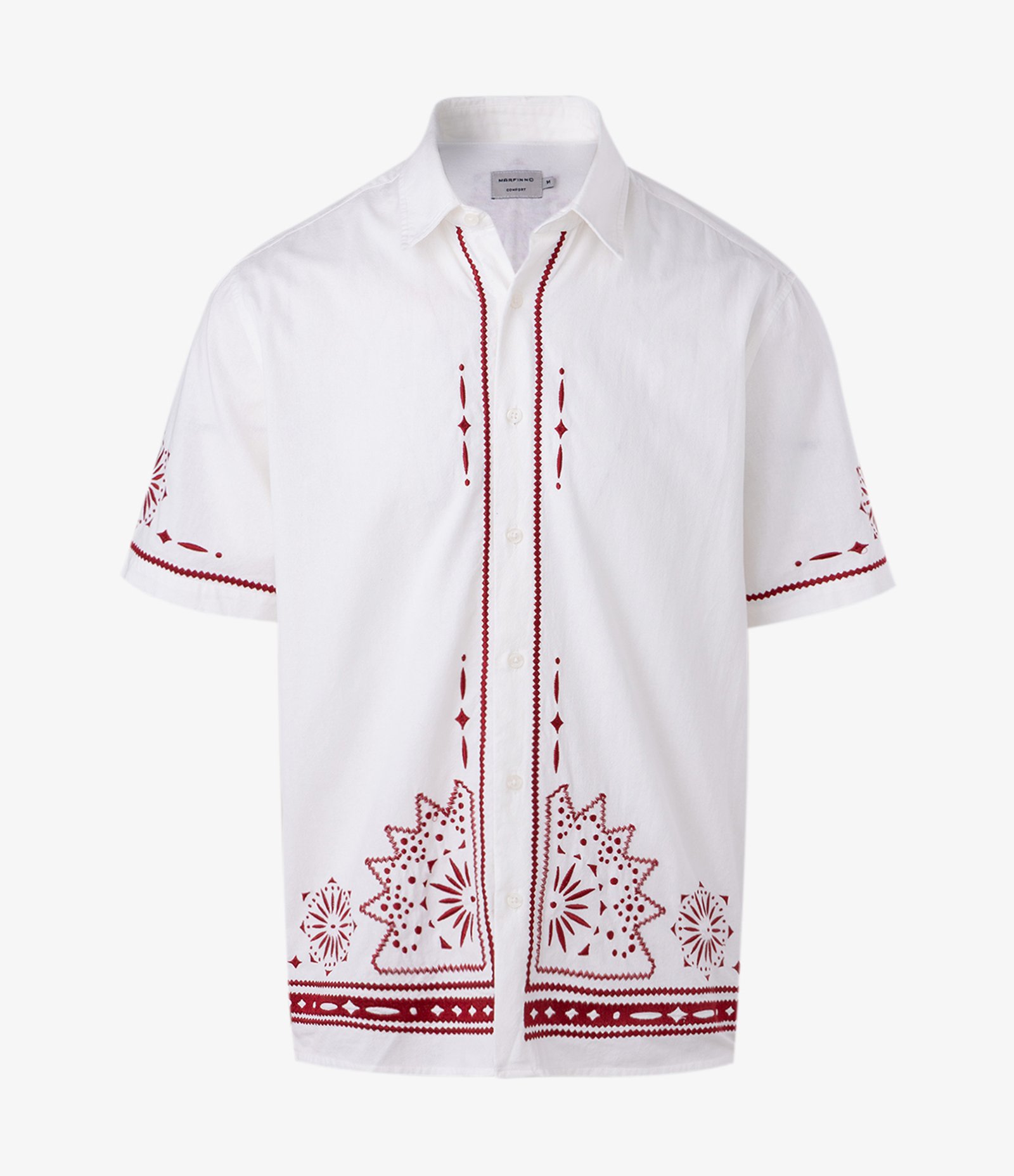 Camisa Manga Curta em Tricoline com Mandala Bordada Branco 5