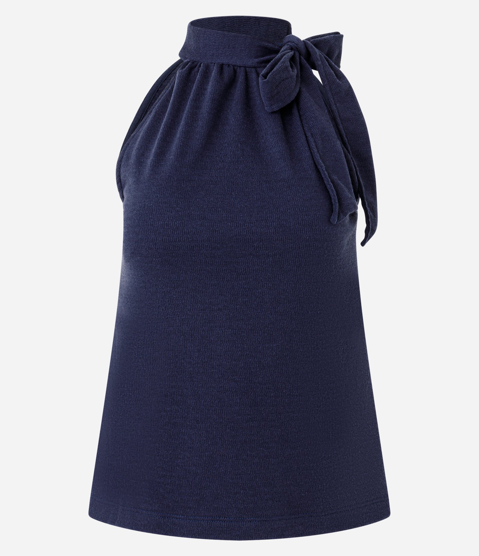 Blusa Gola Alta com Amarração em Laço Azul 4