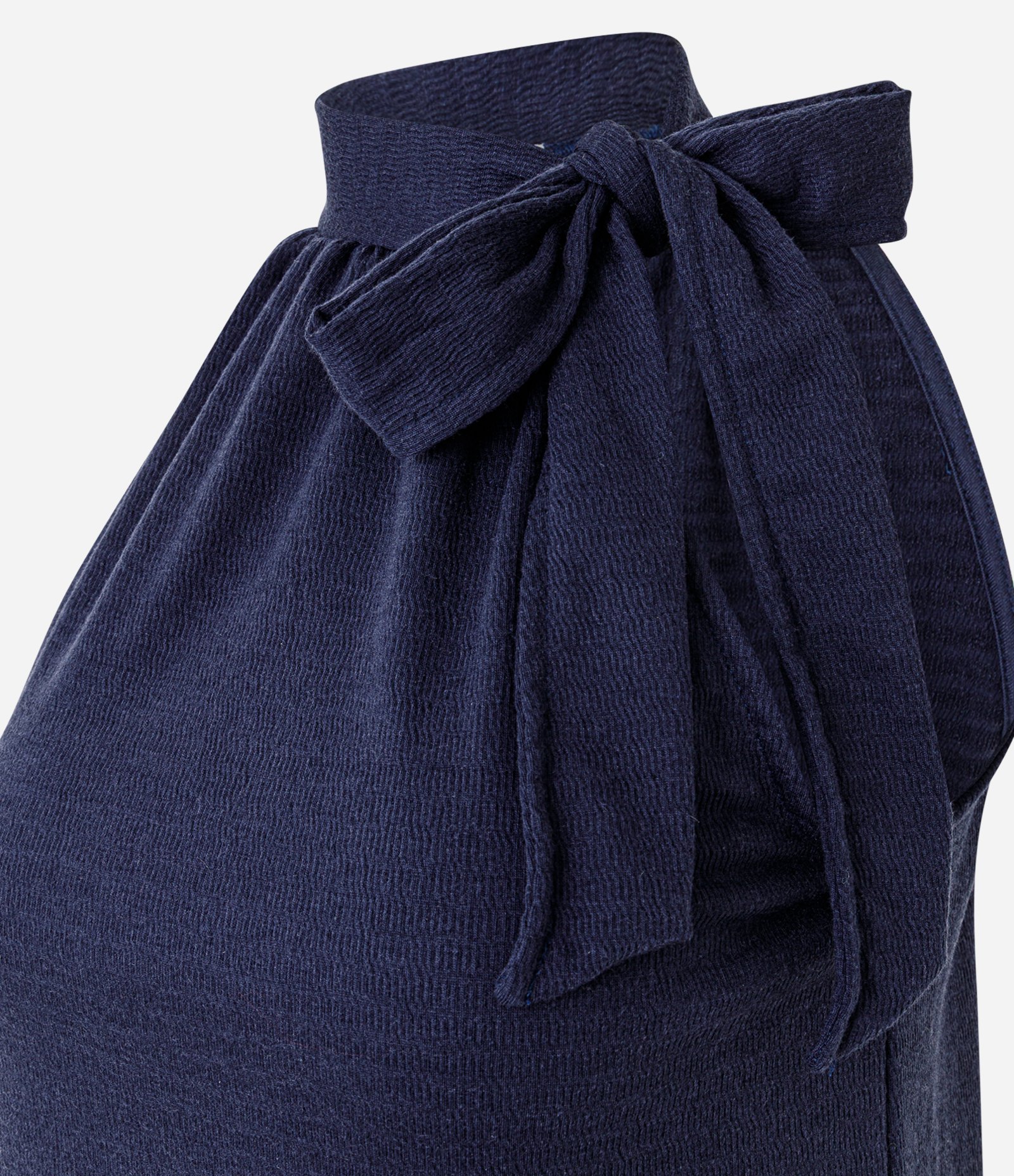 Blusa Gola Alta com Amarração em Laço Azul 5