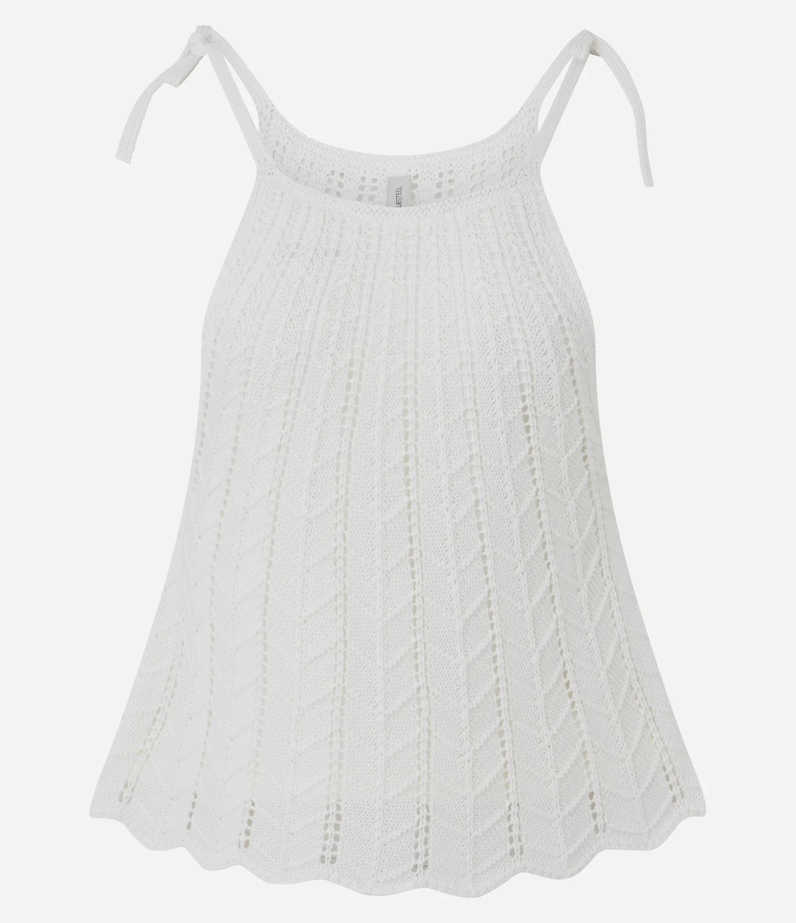Blusa Alongada em Tricô com Amarração na Alça Branco 1