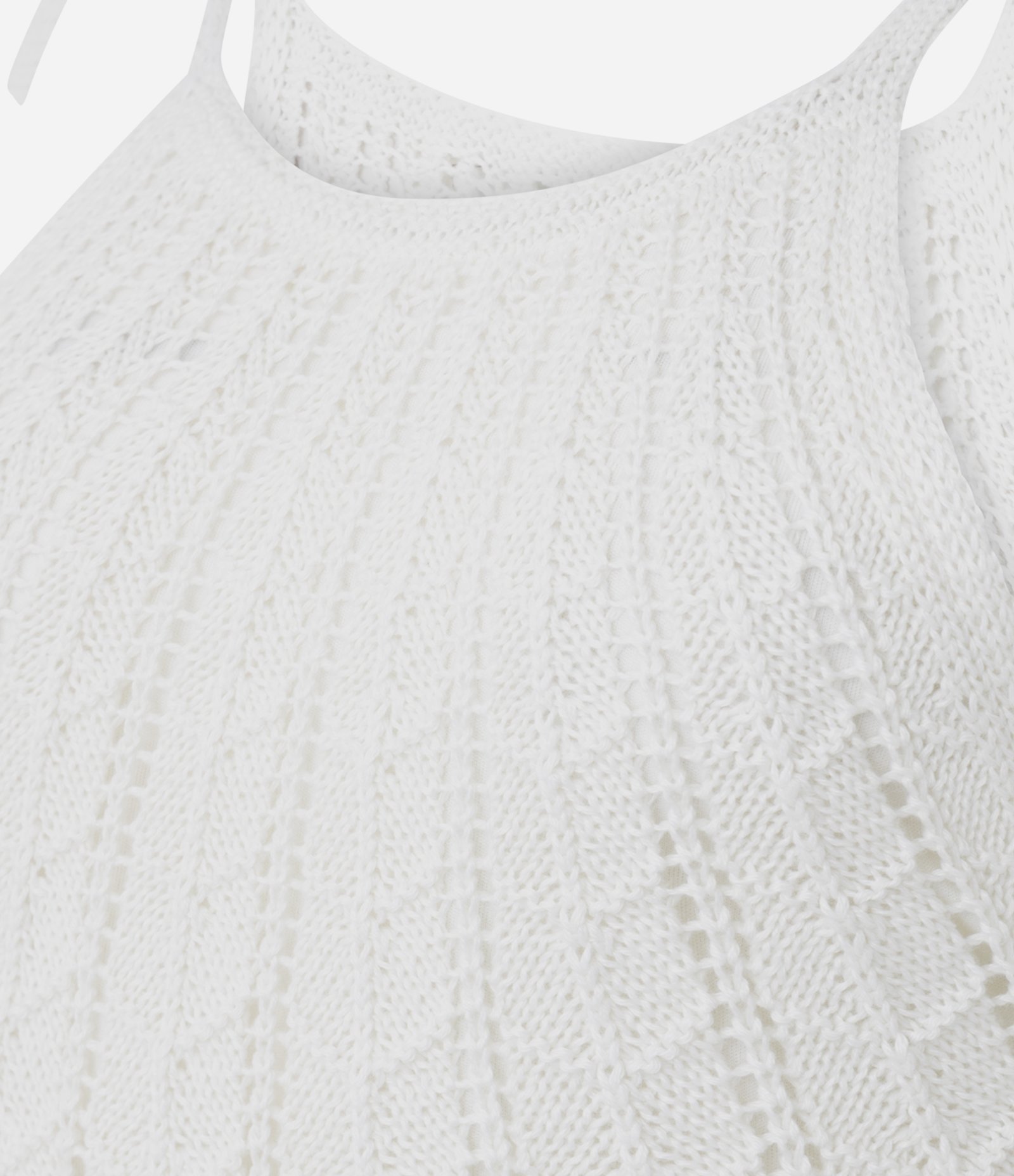 Blusa Alongada em Tricô com Amarração na Alça Branco 2