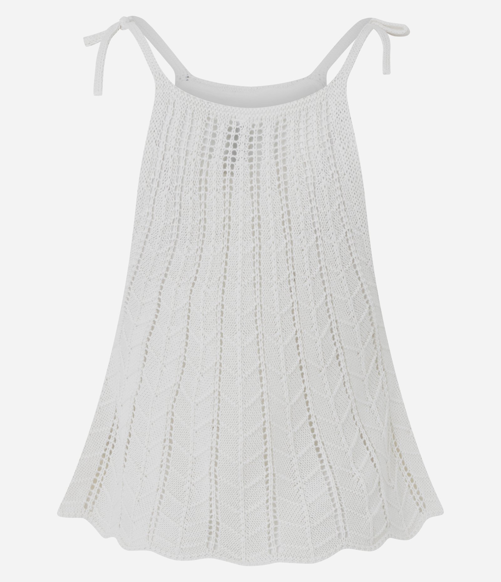 Blusa Alongada em Tricô com Amarração na Alça Branco 3