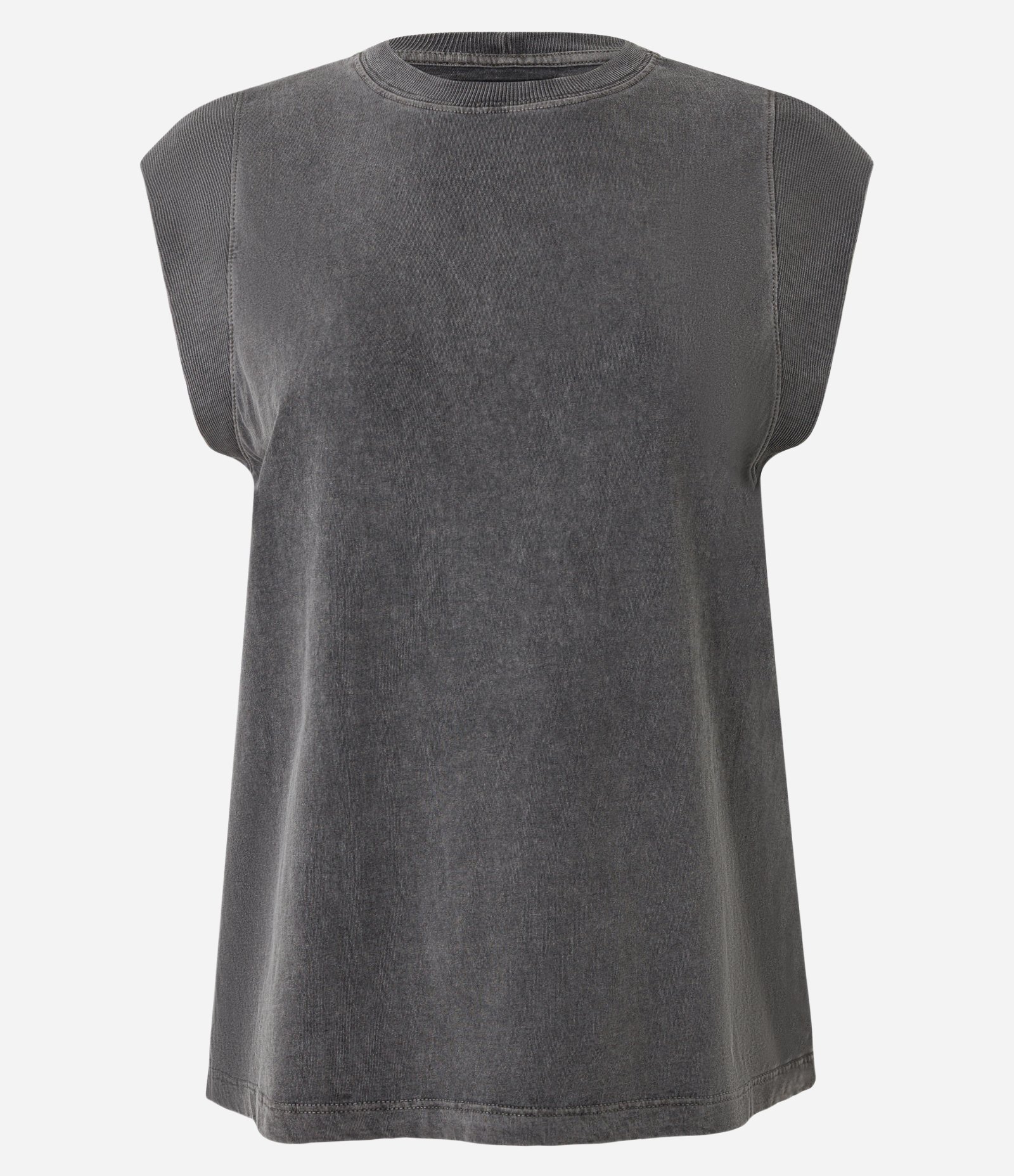 Blusa Muscle Com Manga Curta Estruturada Cinza 1