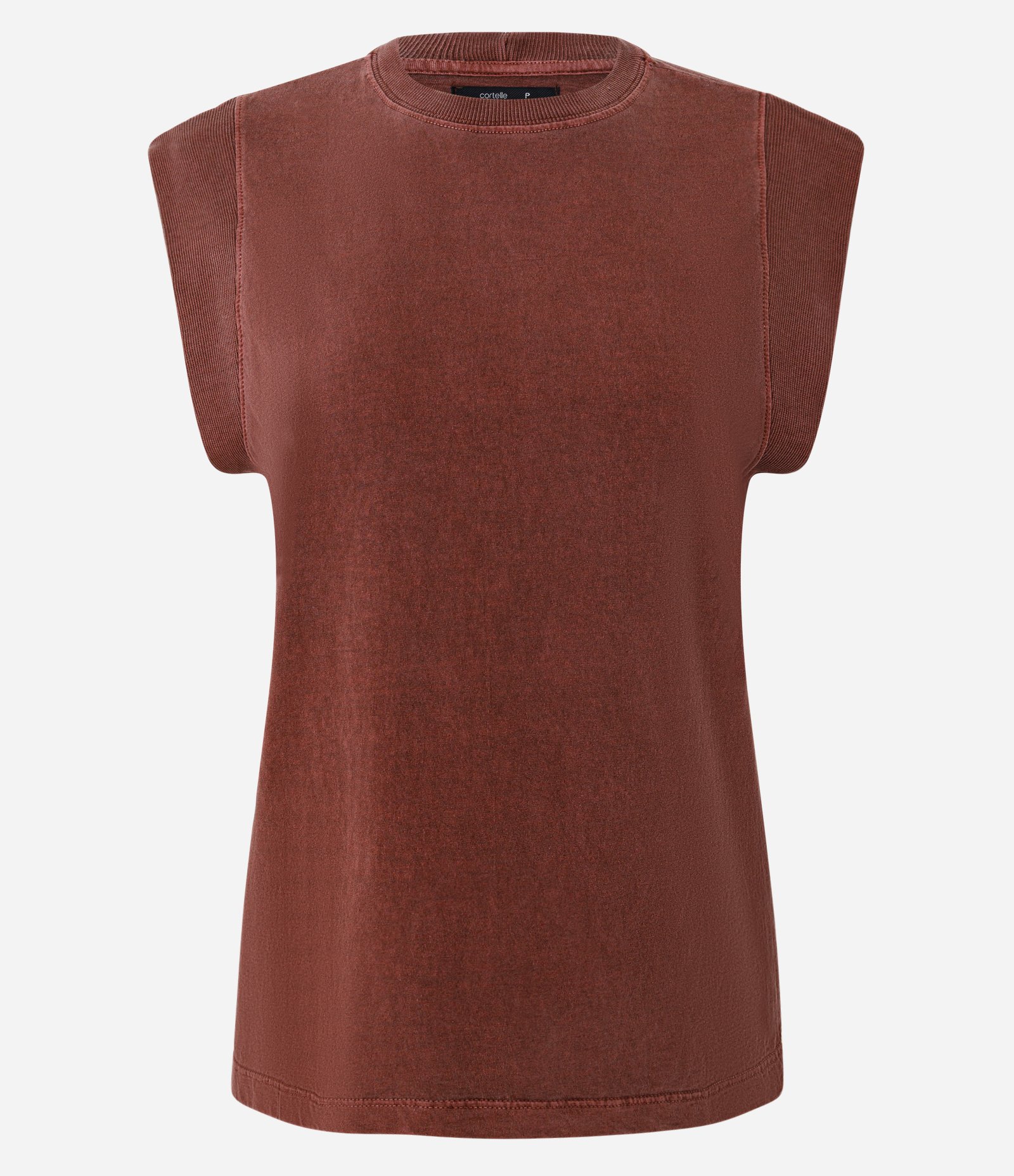 Blusa Muscle Com Manga Curta Estruturada Marrom 1