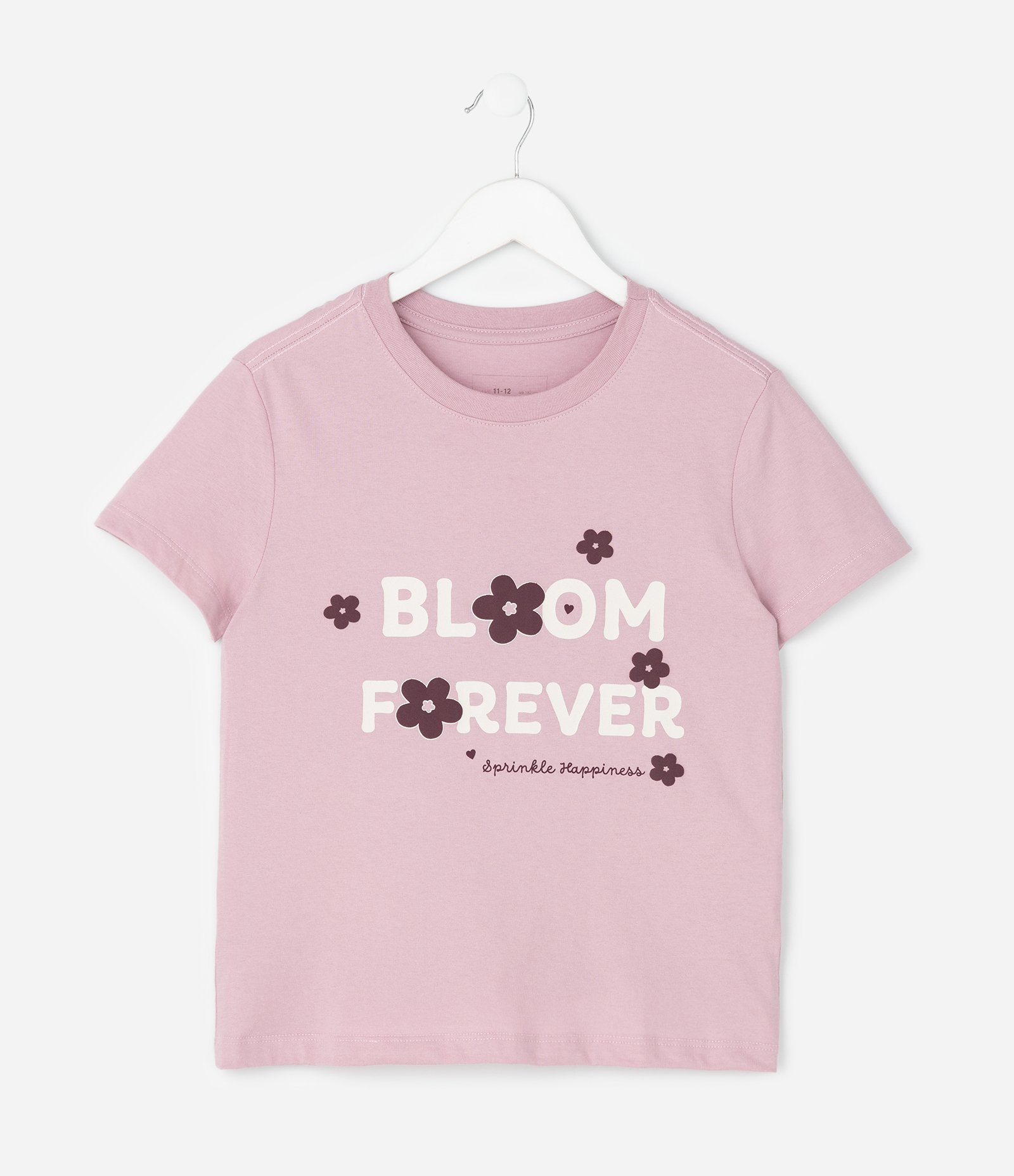 Camiseta Infantil com Lettering Bloom Forever – Tam 7 a 16 Anos Rosa Claro 1