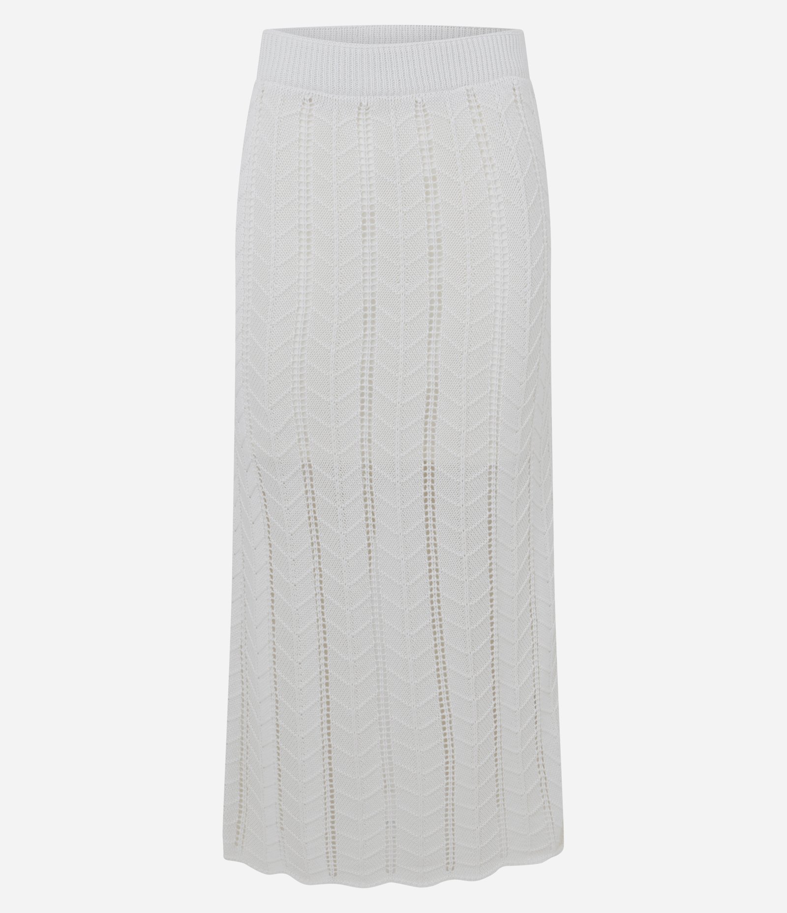 Saia Midi em Tricô com Texturização Branco 1
