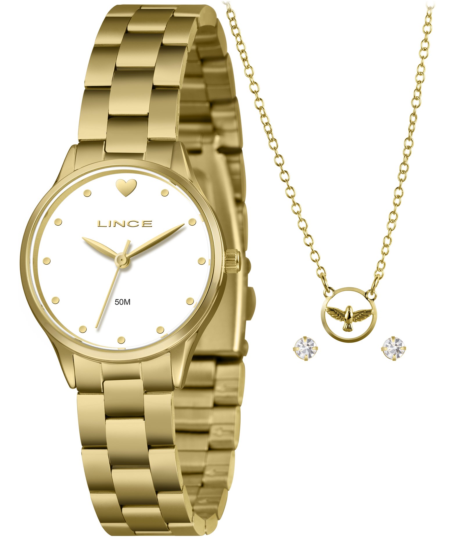 Relógio Feminino Analógico  com Pulseira em Aço Lince Dourado 1