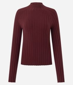 Blusa em Tricô com Gola Alta e Manga Longa