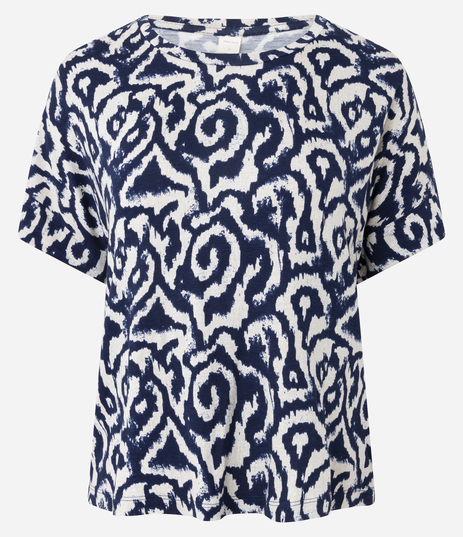 Blusa Manga Curta em Viscolycra com Estampa Abstrata Azul 5