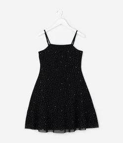 Vestido Infantil em Tule com Termocolantes - Tam 5 a 14 Anos