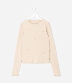 Blusa Infantil Baby Look com Corações Puff – Tam 5 a 14 Anos