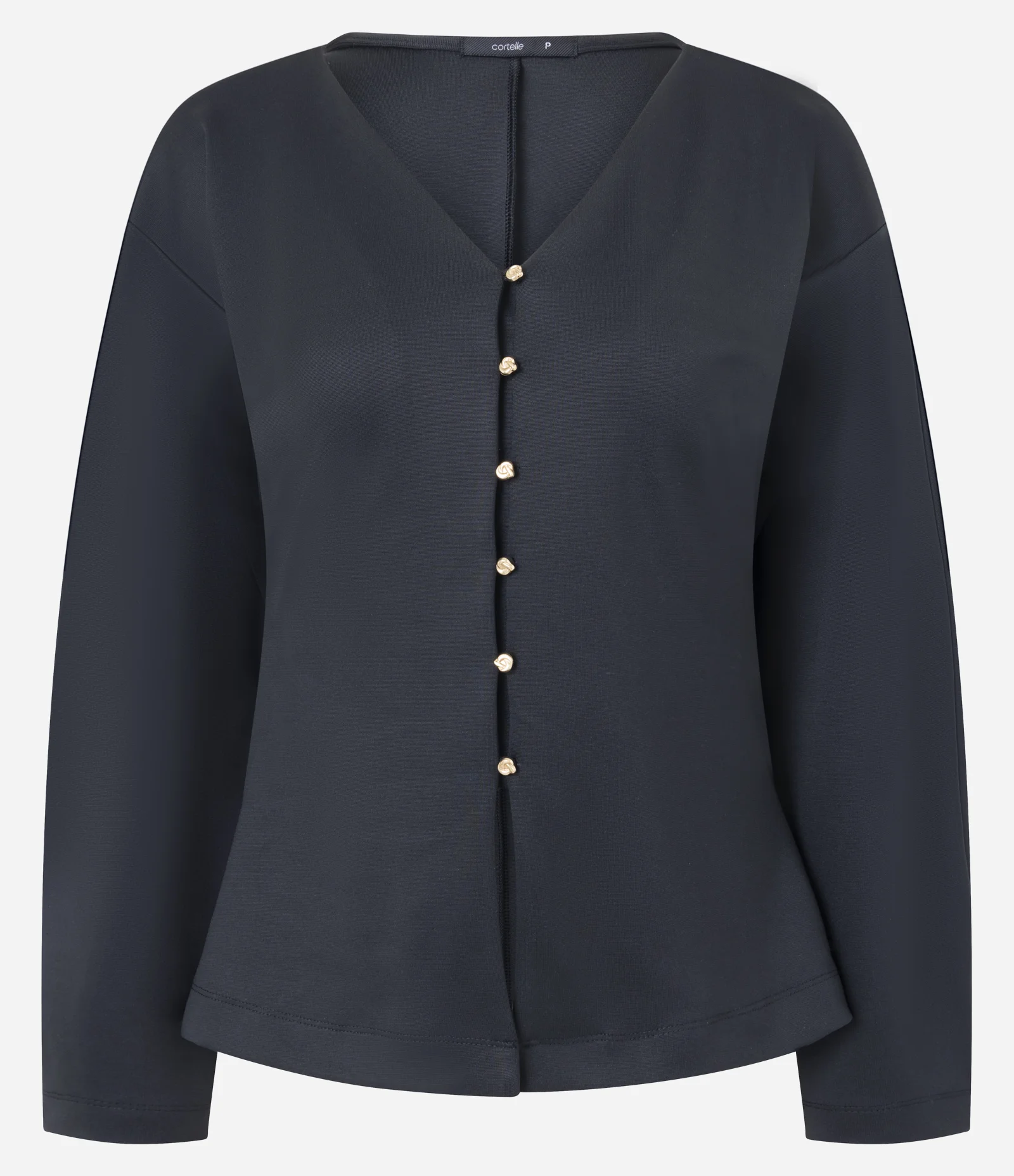 Casaco Amplo em Ponto Roma com Botões Delicados Preto 5