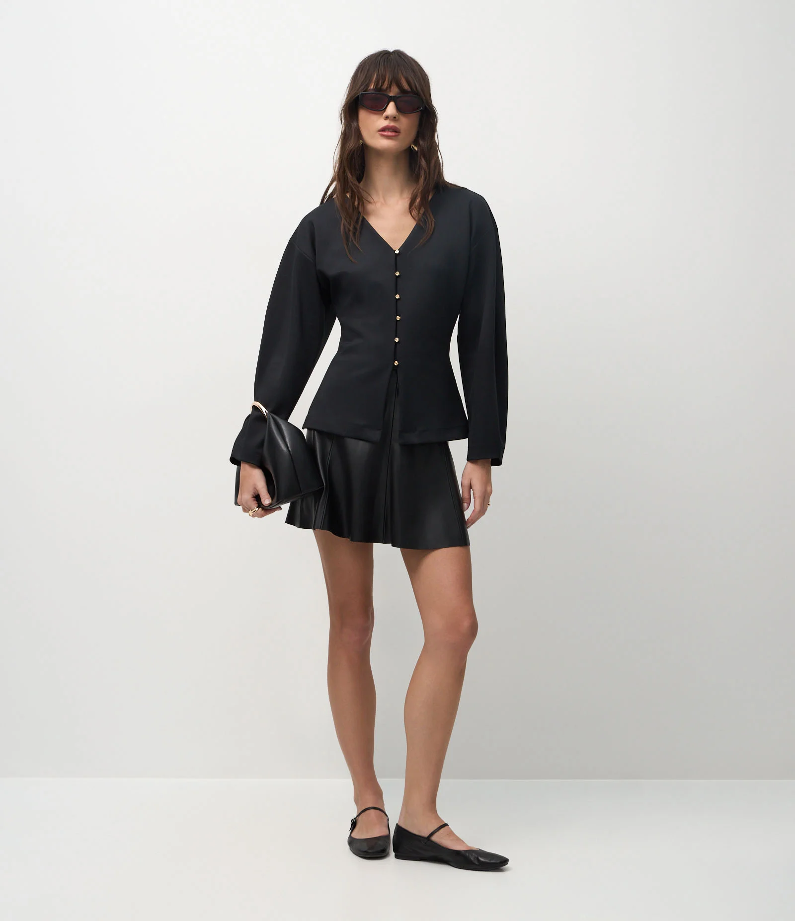 Casaco Amplo em Ponto Roma com Botões Delicados Preto 2