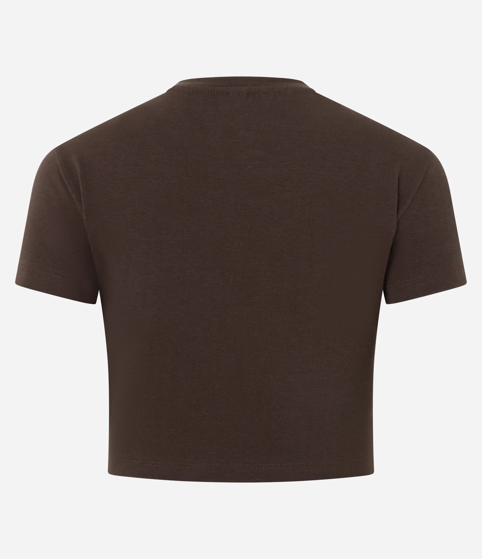 Blusa Cropped Manga Curta em Cotton Marrom 2
