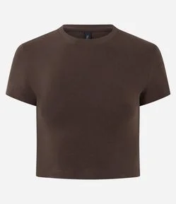 Blusa Cropped Manga Curta em Cotton