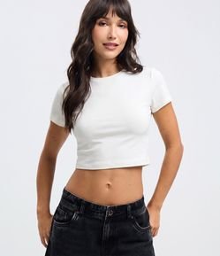 Blusa Cropped Manga Curta em Cotton