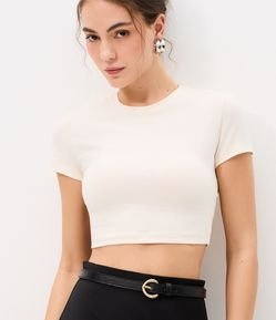 Blusa Cropped Manga Curta em Cotton