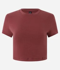 Blusa Cropped Manga Curta em Cotton