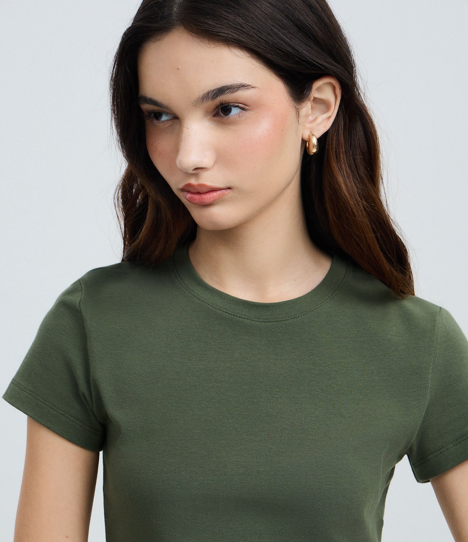 Blusa Cropped Manga Curta em Cotton Verde 4