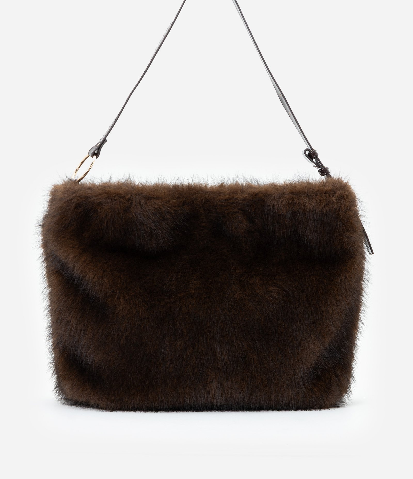 Bolsa Hobo Grande com Pelinhos Marrom 5