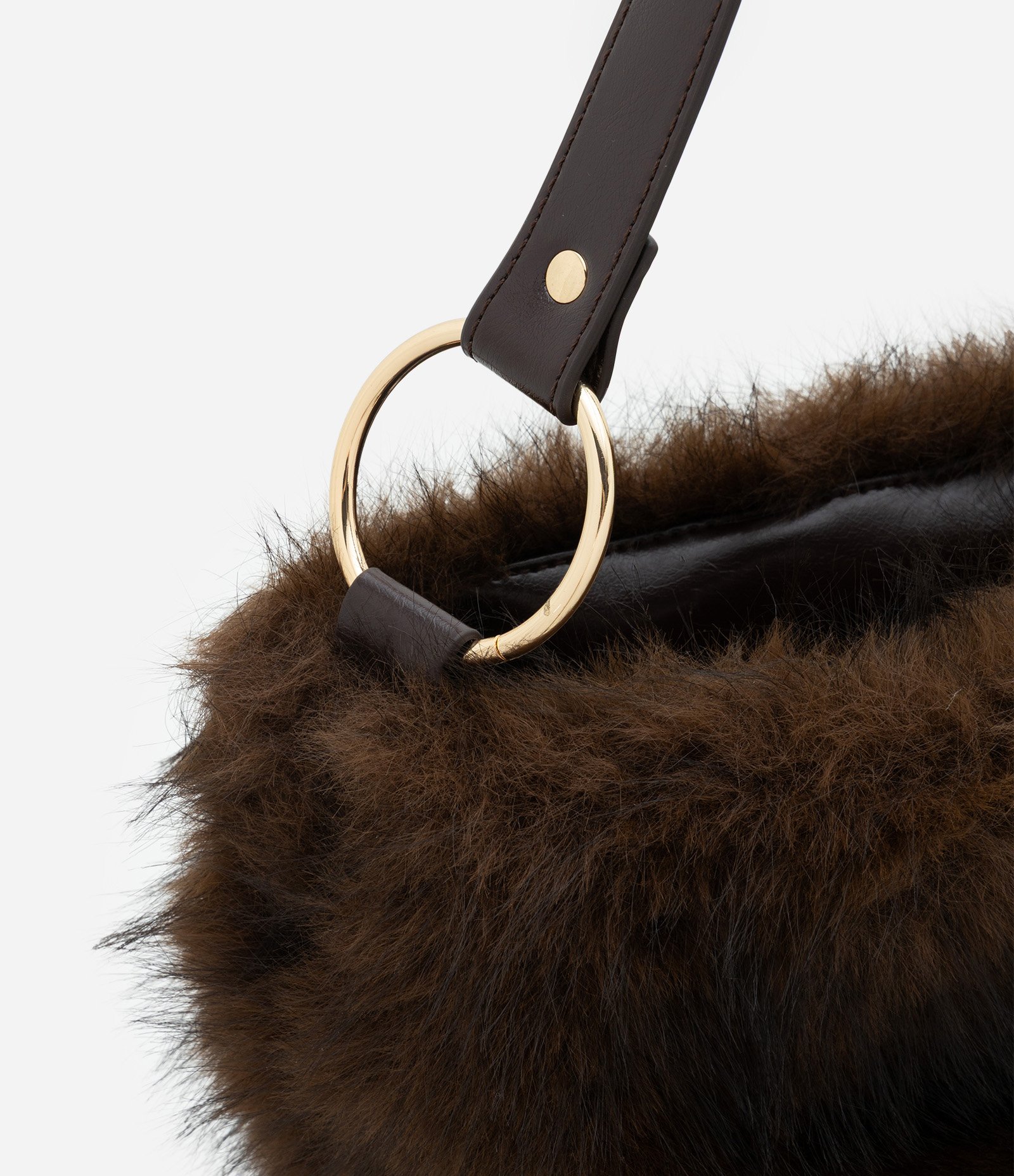 Bolsa Hobo Grande com Pelinhos Marrom 6