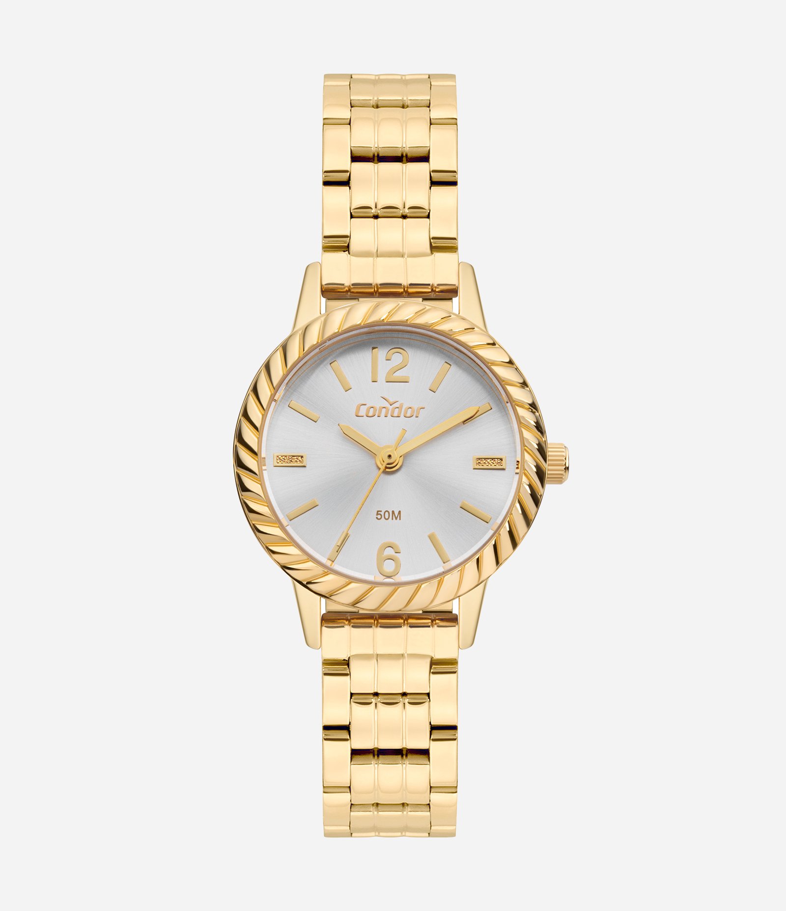 Kit Relógio Analógico Aço Dourado Feminino Condor Dourado 1