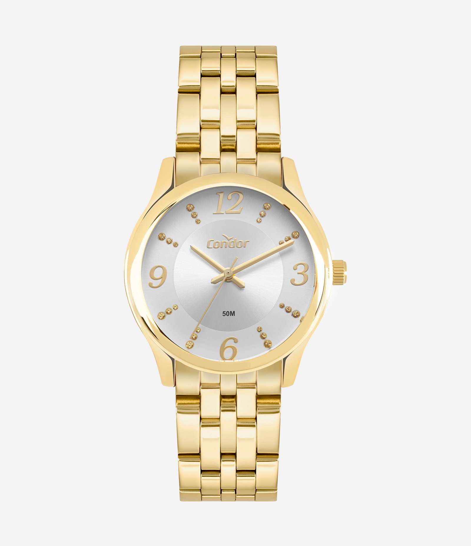 Kit Relógio Analógico Aço Dourado Feminino Condor Dourado 1