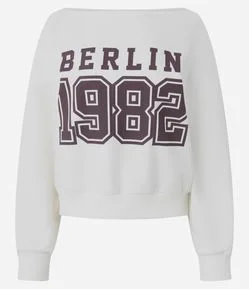 Blusão Ombro a Ombro em Moletom com Lettering Berlin