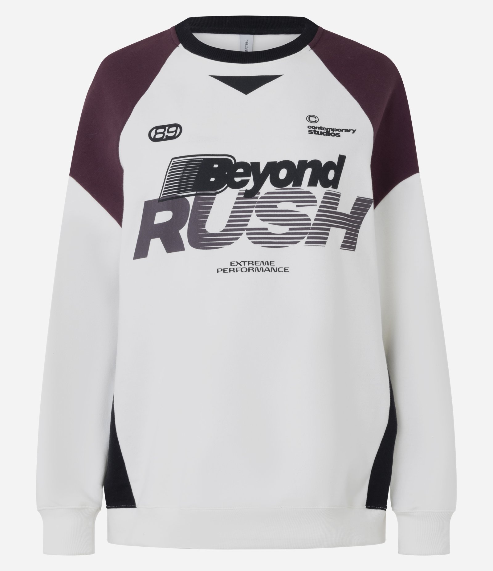 Moletom em Algodão com Recortes e Lettering Beyond Rush Branco 1
