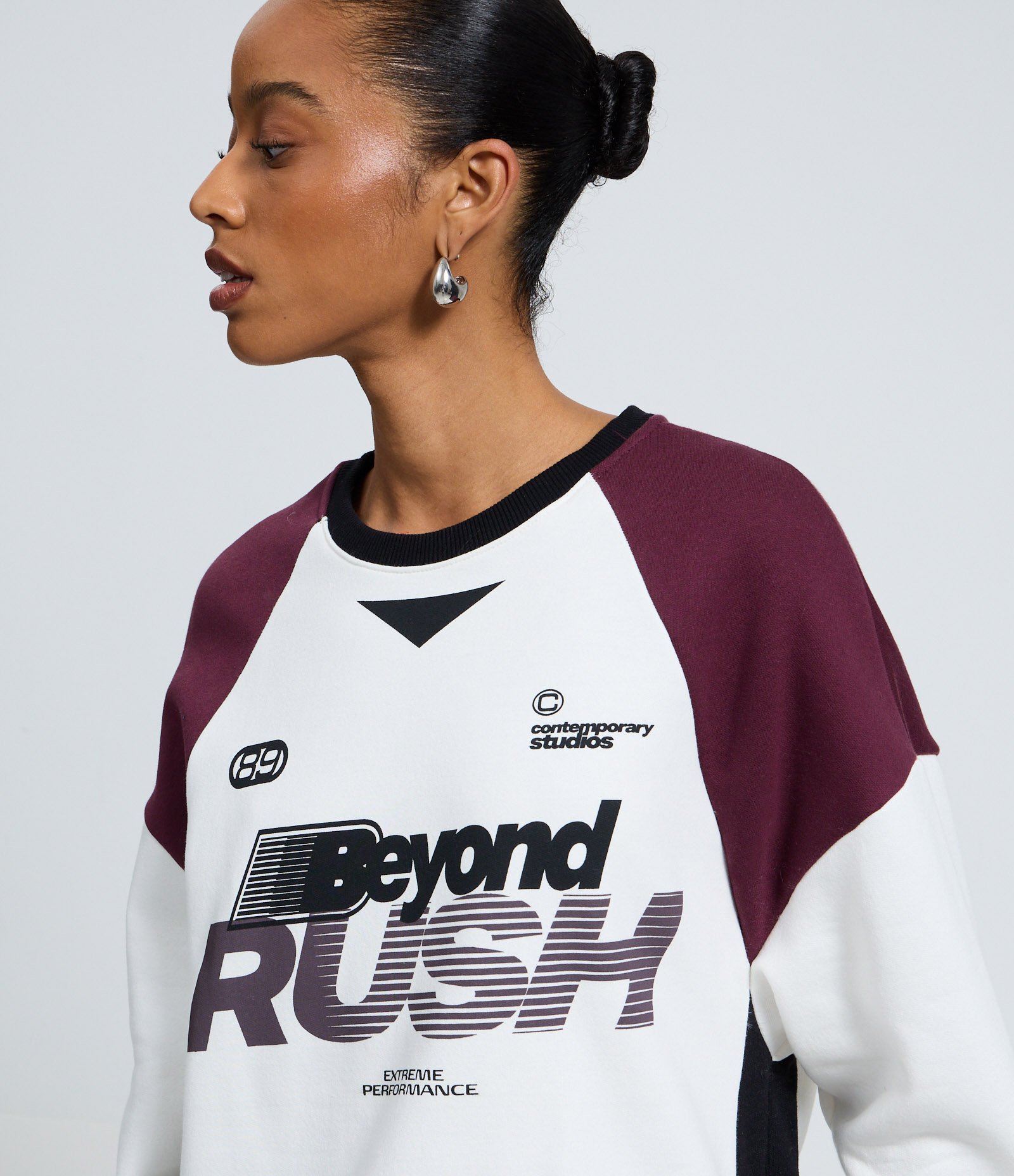 Moletom em Algodão com Recortes e Lettering Beyond Rush Branco 1