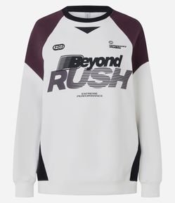 Moletom em Algodão com Recortes e Lettering Beyond Rush