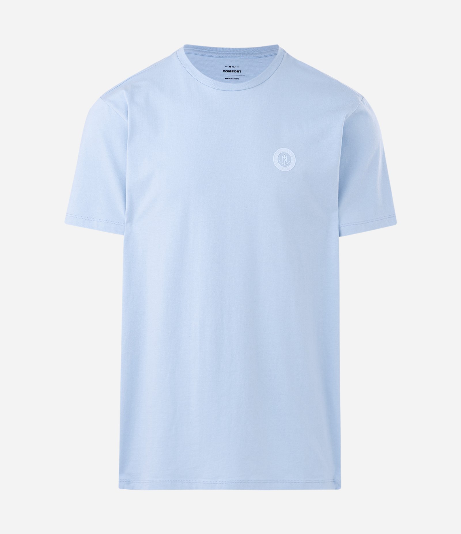 Camiseta Comfort em Algodão com Selo Náutico Âncora Azul Claro 1