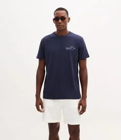 Camiseta Manga Curta em Algodão com Estampa Ocean