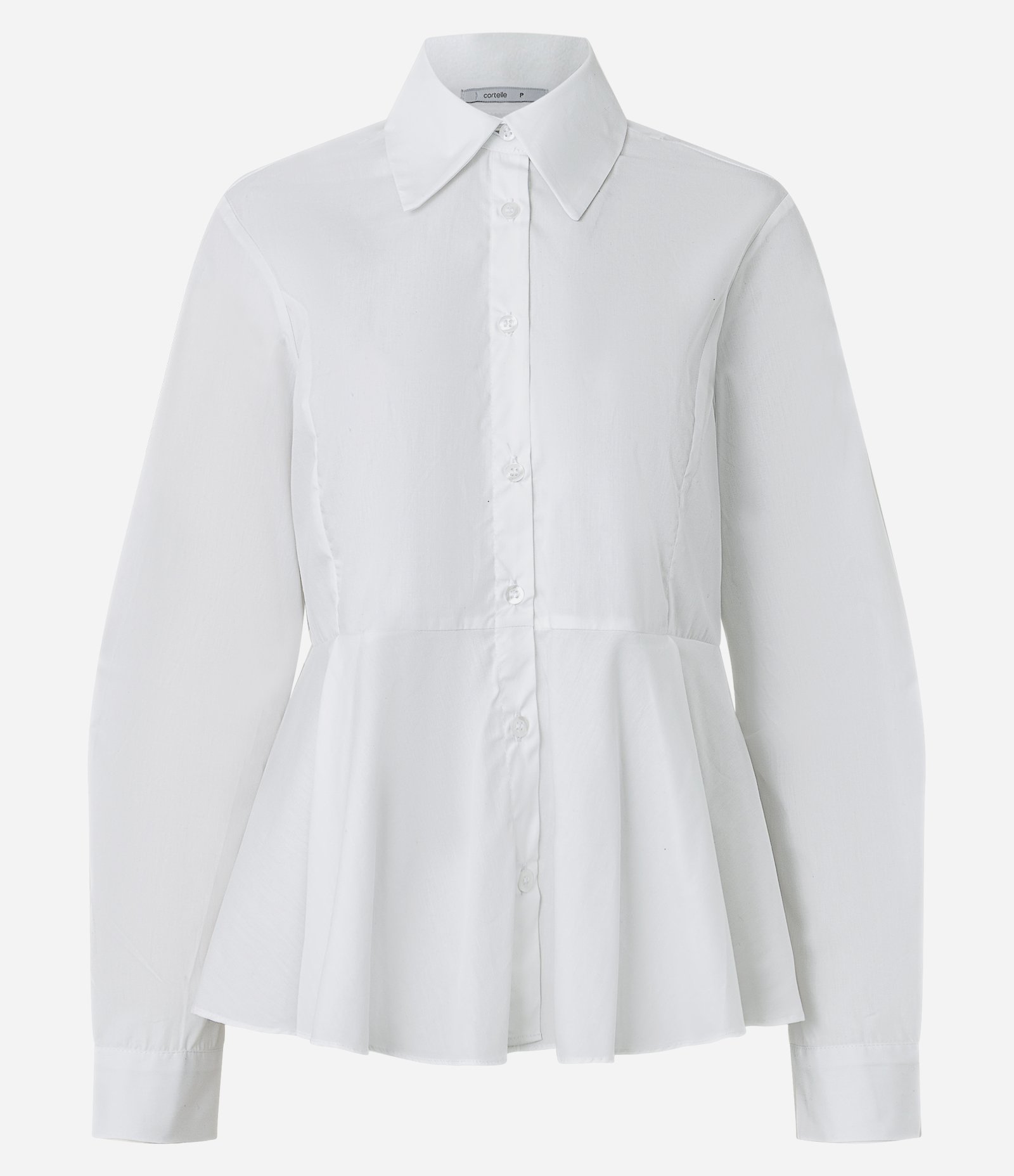 Camisa Peplum em Algodão com Manga Longa Branco 1
