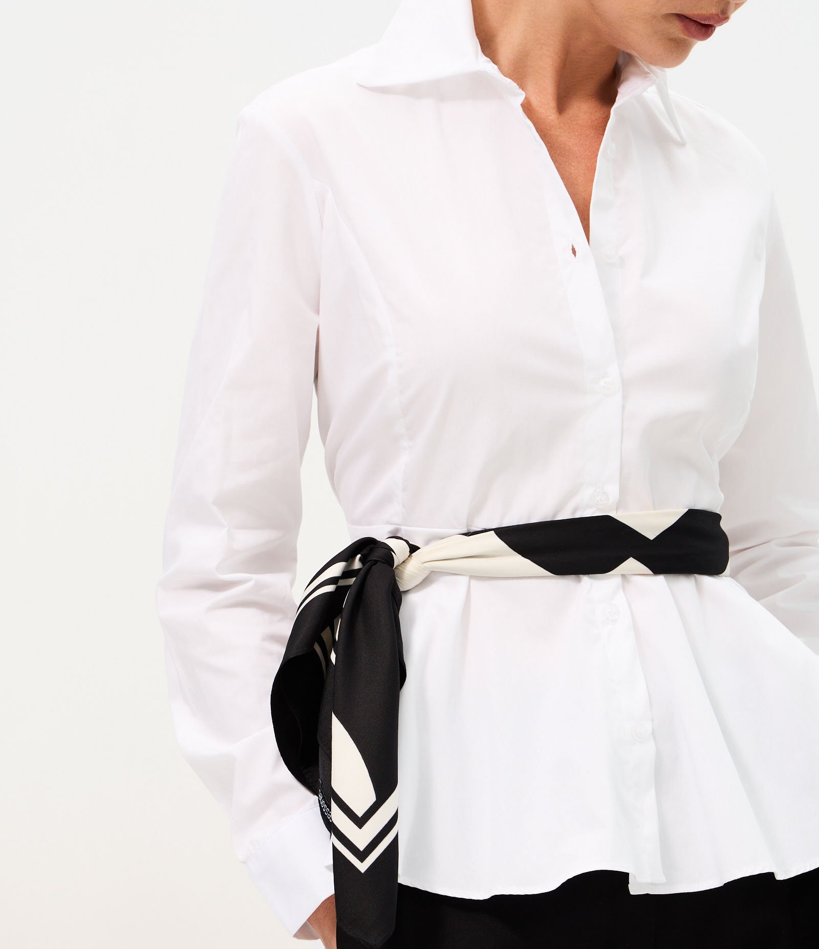 Camisa Peplum em Algodão com Manga Longa Branco 4