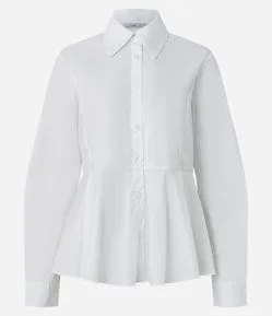 Camisa Peplum em Algodão com Manga Longa
