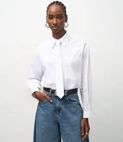 Camisa Alongada em Algodão com Gravata