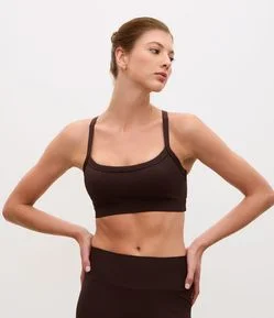 Top Esportivo Canelado com Alça Cruzada