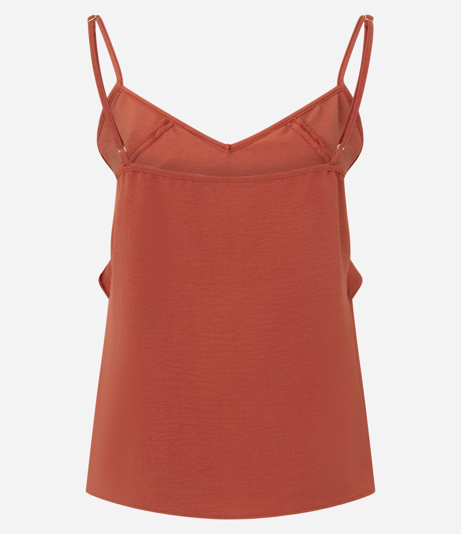 Blusa Alça Fina em Airflow com Babados e Pompom na Barra Laranja 7