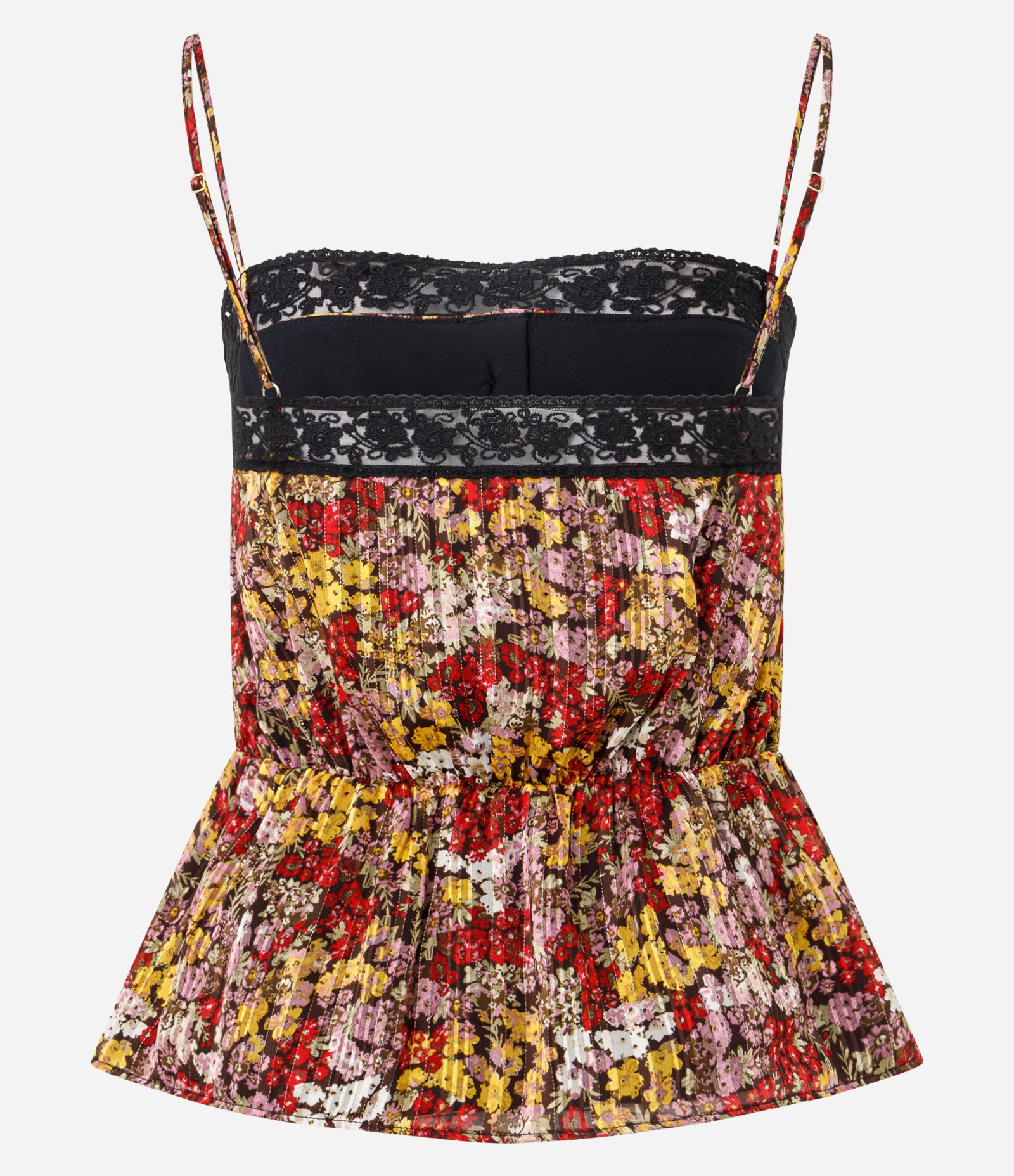 Blusa Chiffon Floral com Decote Quadrado e Alças Finas Amarelo 7