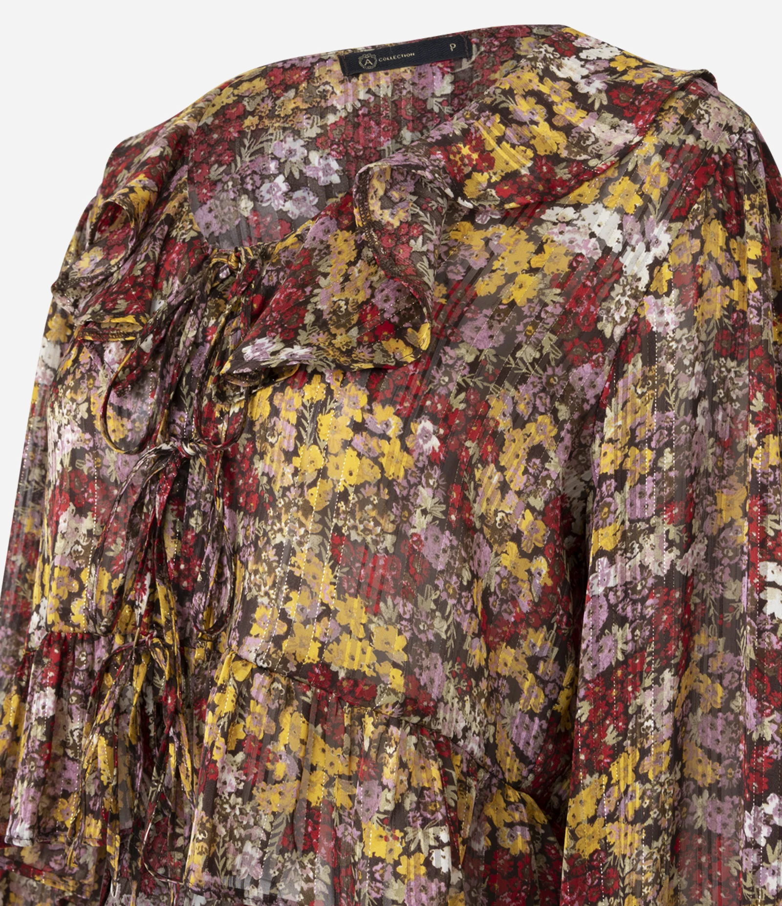 Blusa Feminina Manga Longa Floral com Jabour e Amarração Floral 6