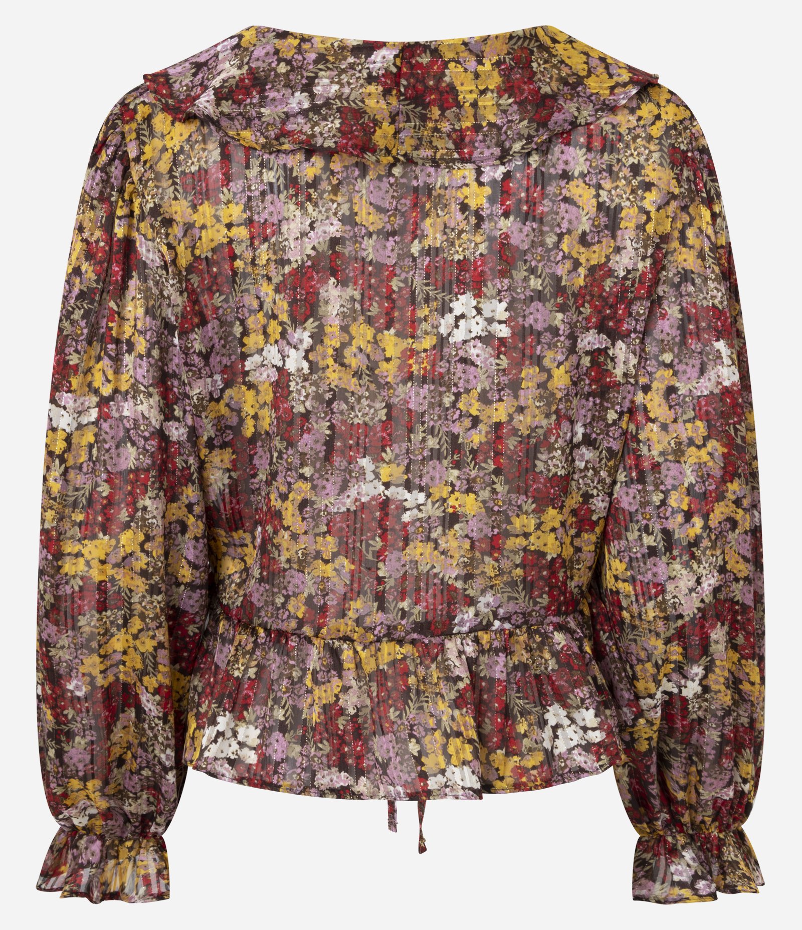 Blusa Feminina Manga Longa Floral com Jabour e Amarração Floral 7