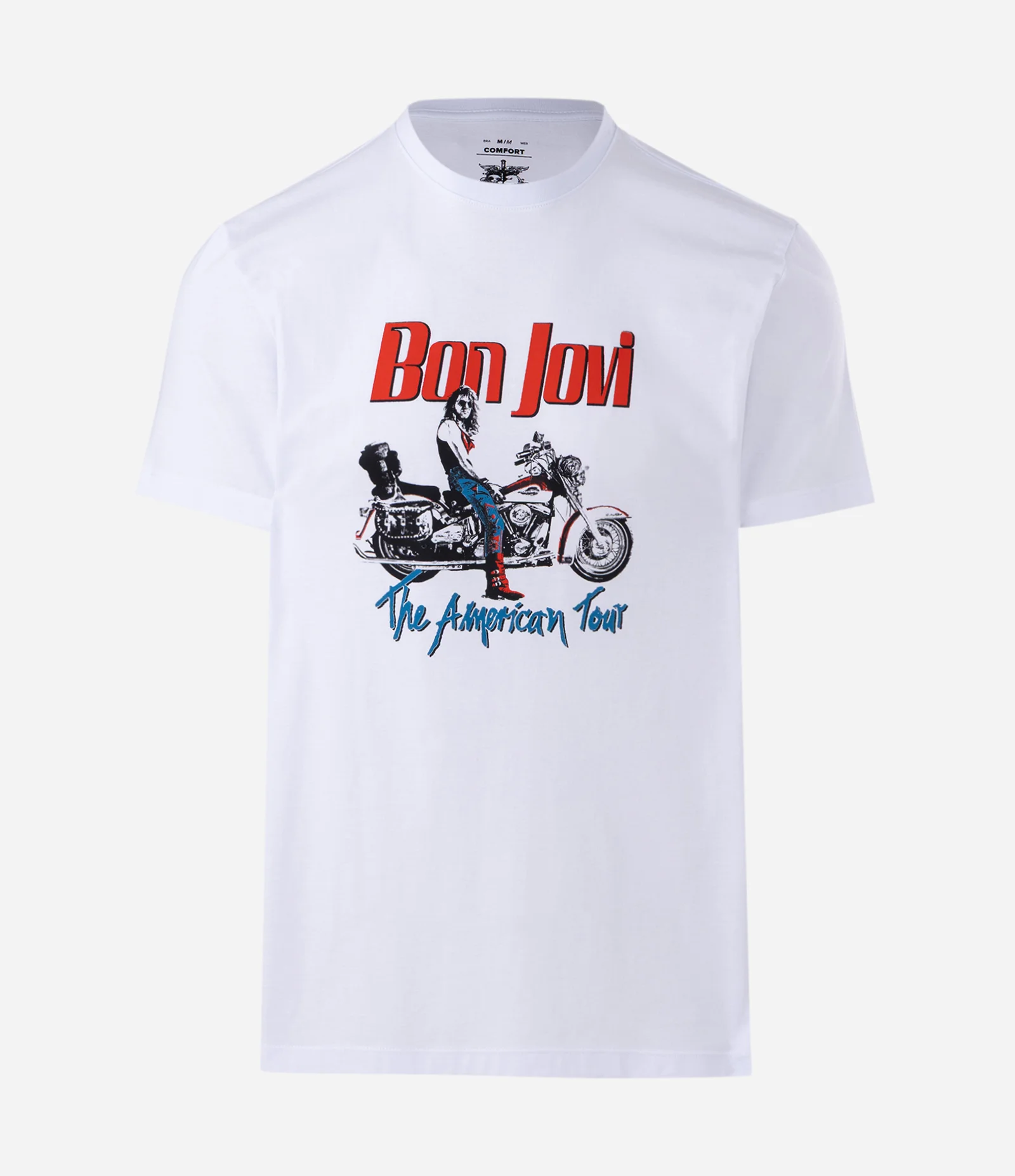 Camiseta Regular em Algodão com Estampa Bon Jovi Branco 1