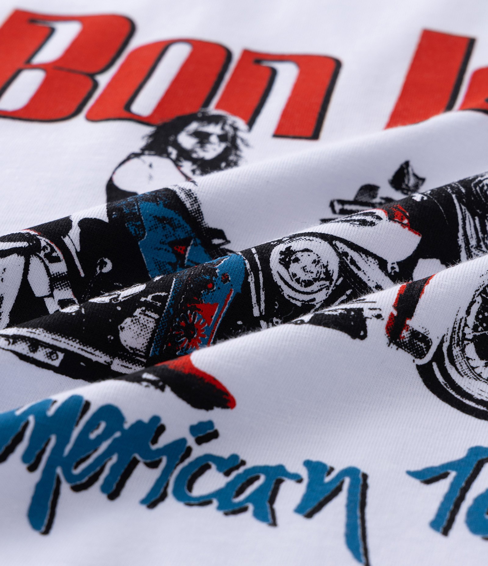 Camiseta Regular em Algodão com Estampa Bon Jovi Branco 3