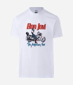 Camiseta Regular em Algodão com Estampa Bon Jovi
