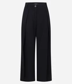 Calça Wide Leg Alfaiatada com Cós Transpassado