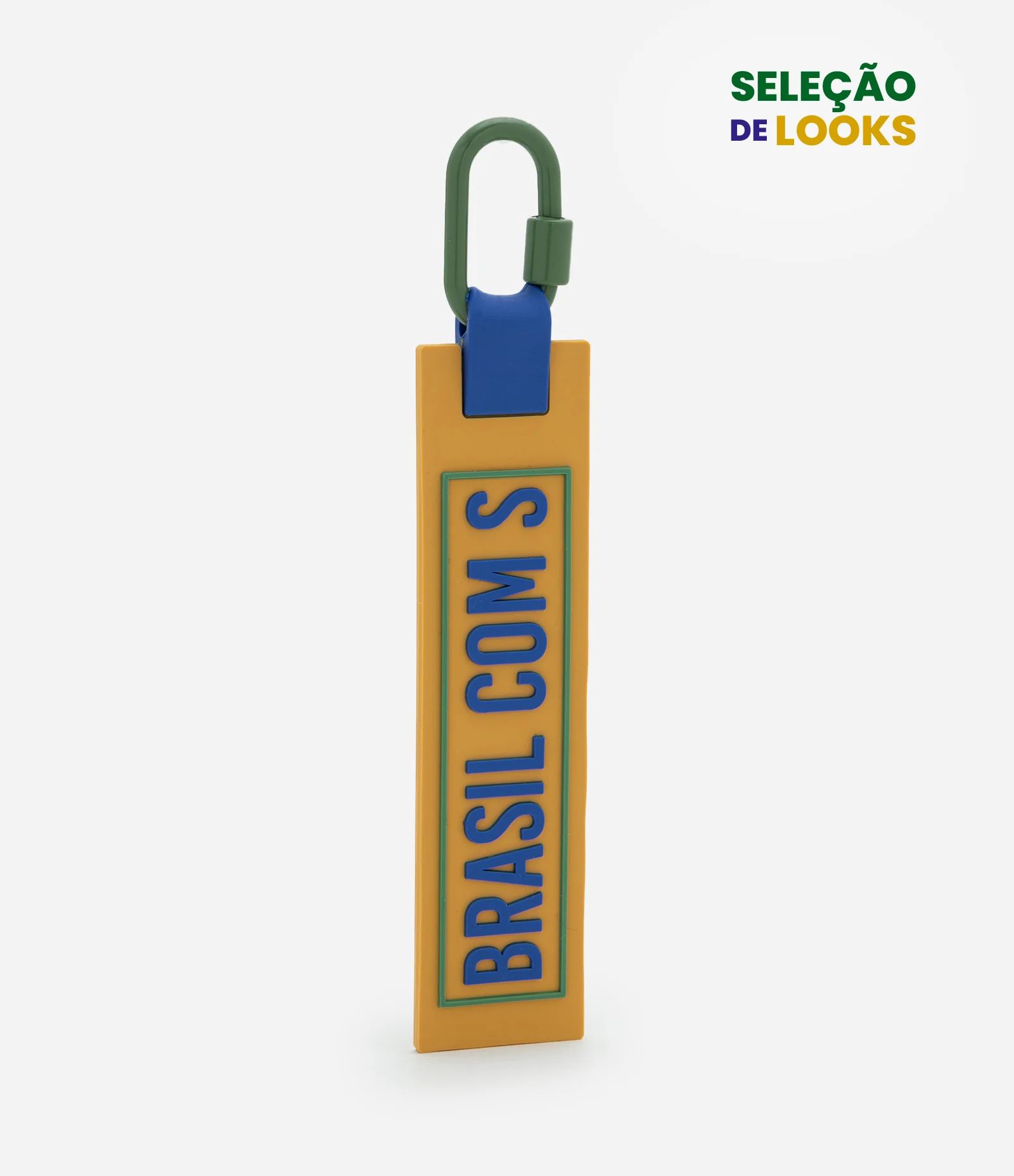Chaveiro em Silicone Estampa Brasil com S Amarelo 1
