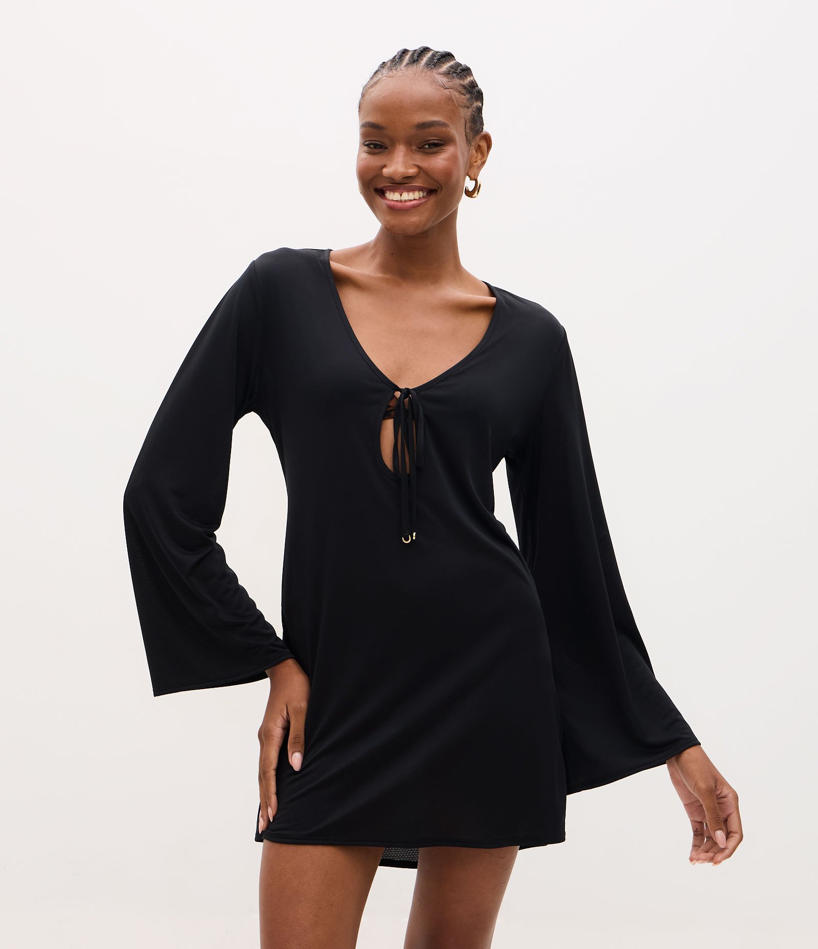 Saída de Praia Vestido com Tecnologia Dry Preto 1